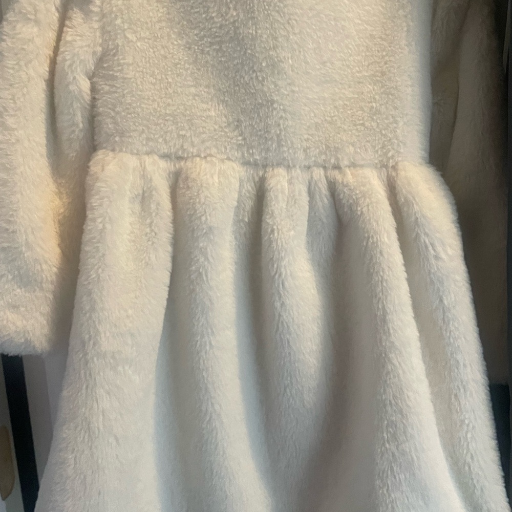 Blueberi Boulevard White Fuzzy Coat with Red Accents - Picture 6 of 13